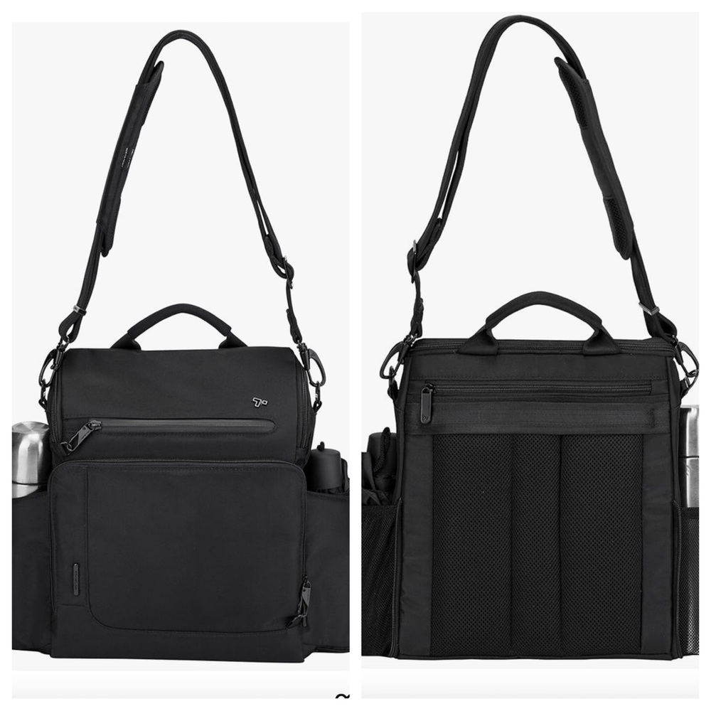 Travelon Charcoal Unisex Tote Messenger Bag - Picture 2 of 13